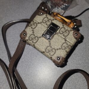 Gucci Beige and Brown Mini Crossbody Airpods Case And Airpods